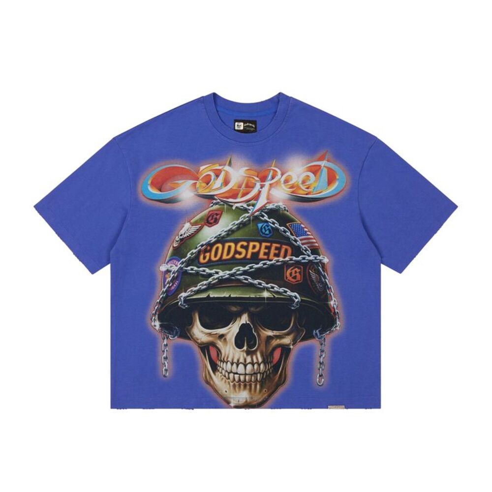 Godspeed Crew Neck T-Shirt Badges of Honor Mens Blue BADGES OF HONOR-CREW NECK